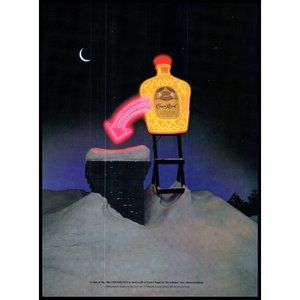 1991 Crown Royal Canadian Whisky Vintage Print Ad Neon Sign Chimney Santa Snow